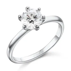 1 Carat Created Zirconia Engagement Sterling 925 Silver Ring MJXFR8027