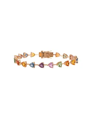 11.23ct Multi Sapphire 18K Gold Heart Link Bracelet