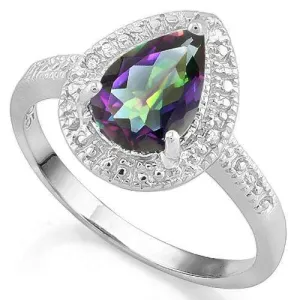 1.19 CT MYSTIC GEMSTONE & DIAMOND 925 STERLING SILVER RING