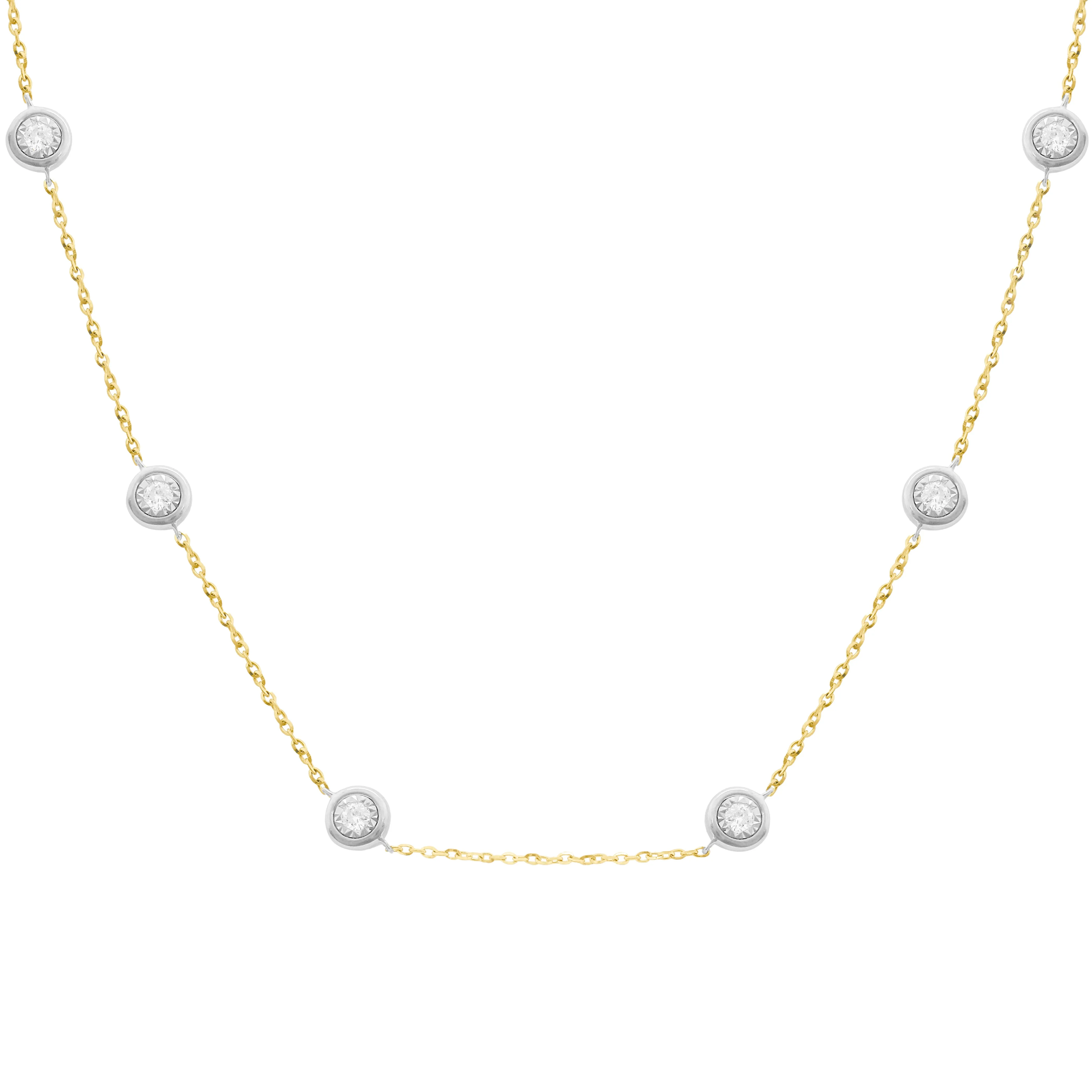 14K GOLD 32" LARGE DIAMONDS BY THE YARD NECKLACE