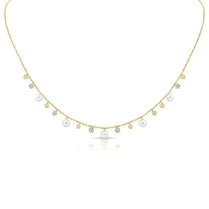 14K GOLD DIAMOND AND PEARL POPPY NECKLACE