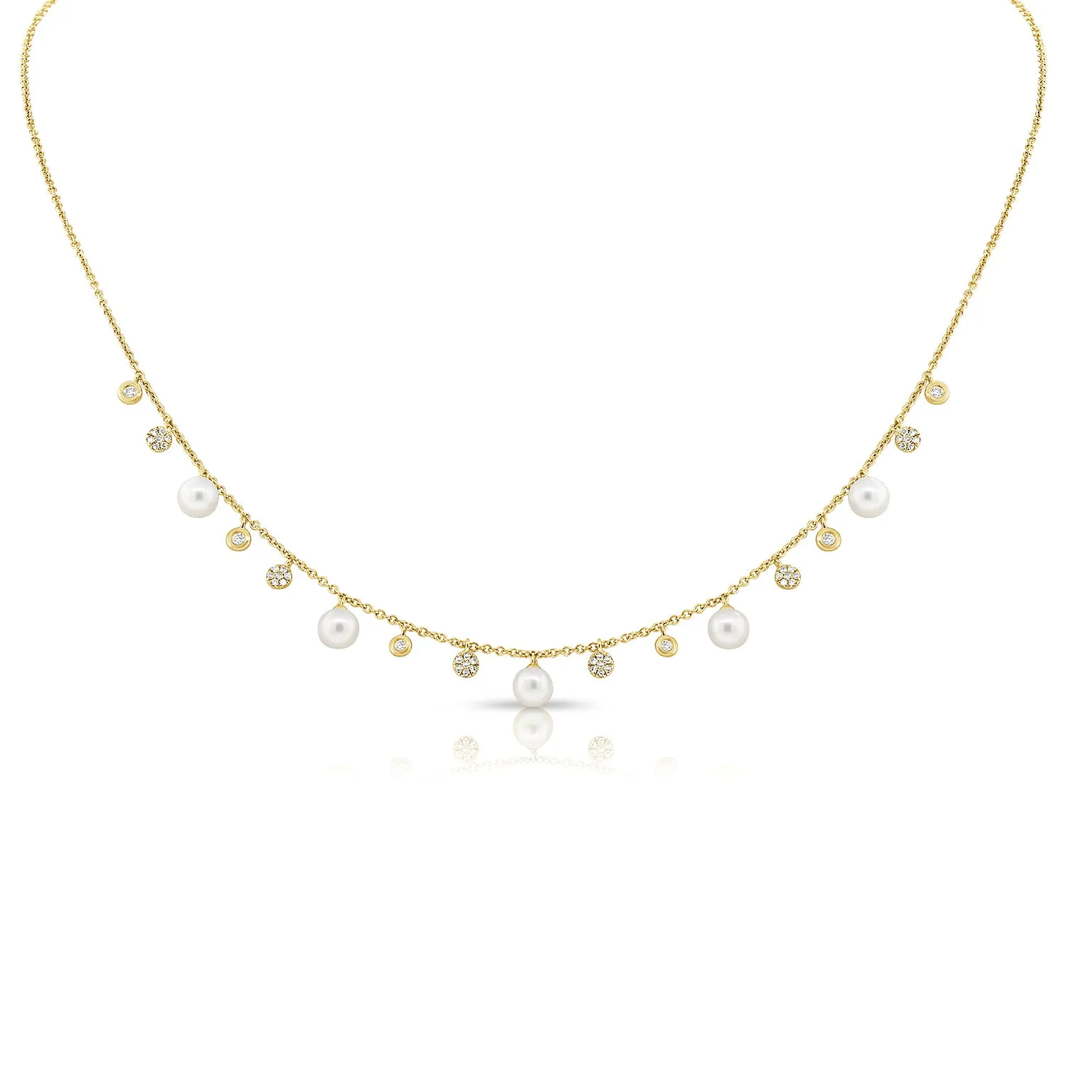 14K GOLD DIAMOND AND PEARL POPPY NECKLACE