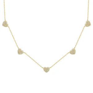 14K GOLD DIAMOND BLAIRE FIVE HEART NECKLACE