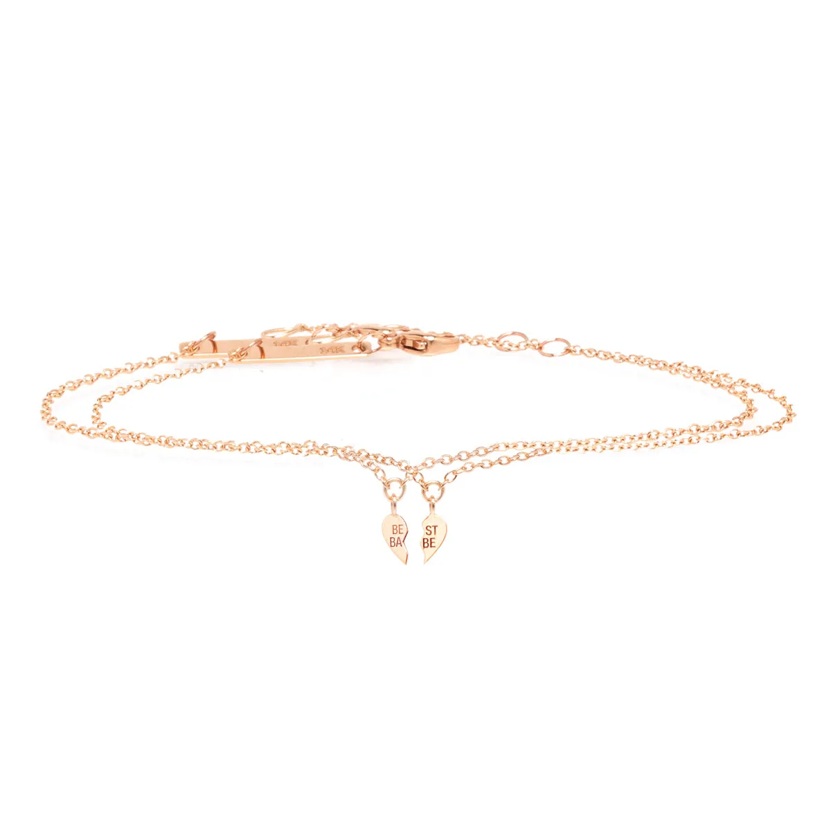 14k Itty Bitty Best Babe Charm Bracelet Set