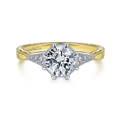 14k White and Yellow Gold Ladies Engagement Ring - ER14770R4M44JJ