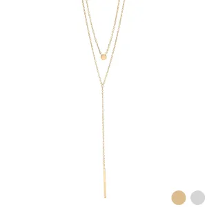 18K Gold PVD Stainless Steel Circle and Satellite Layered Chain Necklace / CHN0002