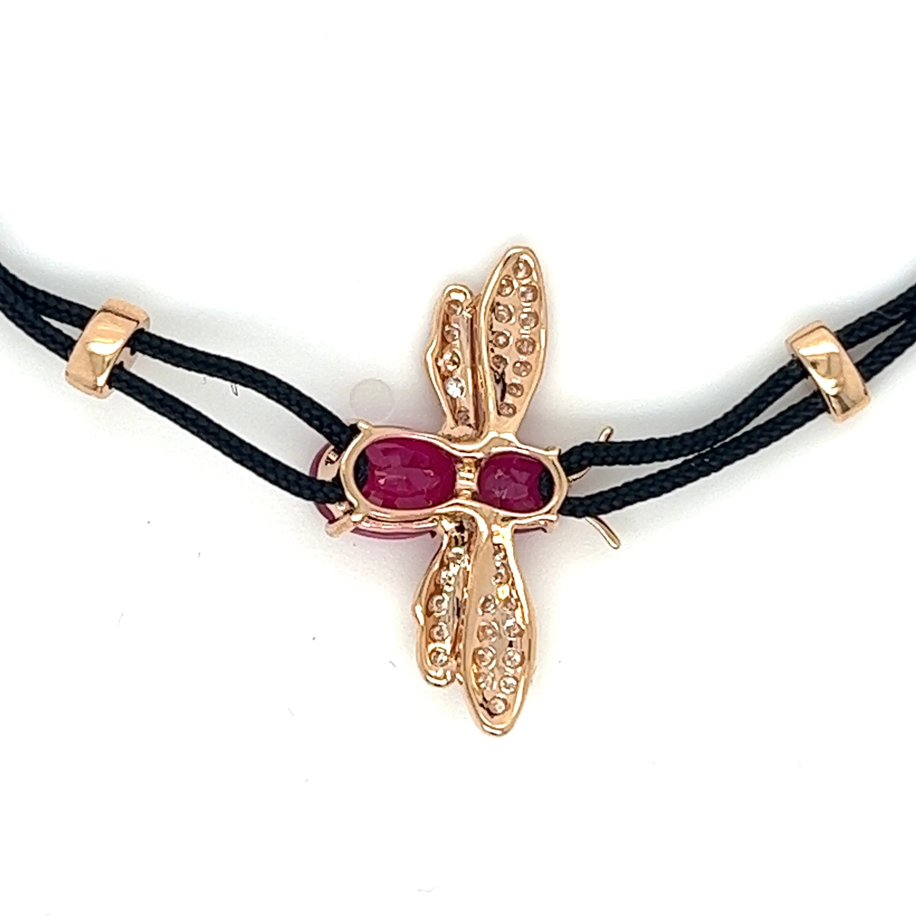 18K Rose Gold Bee Bracelet with Rubies and Diamonds