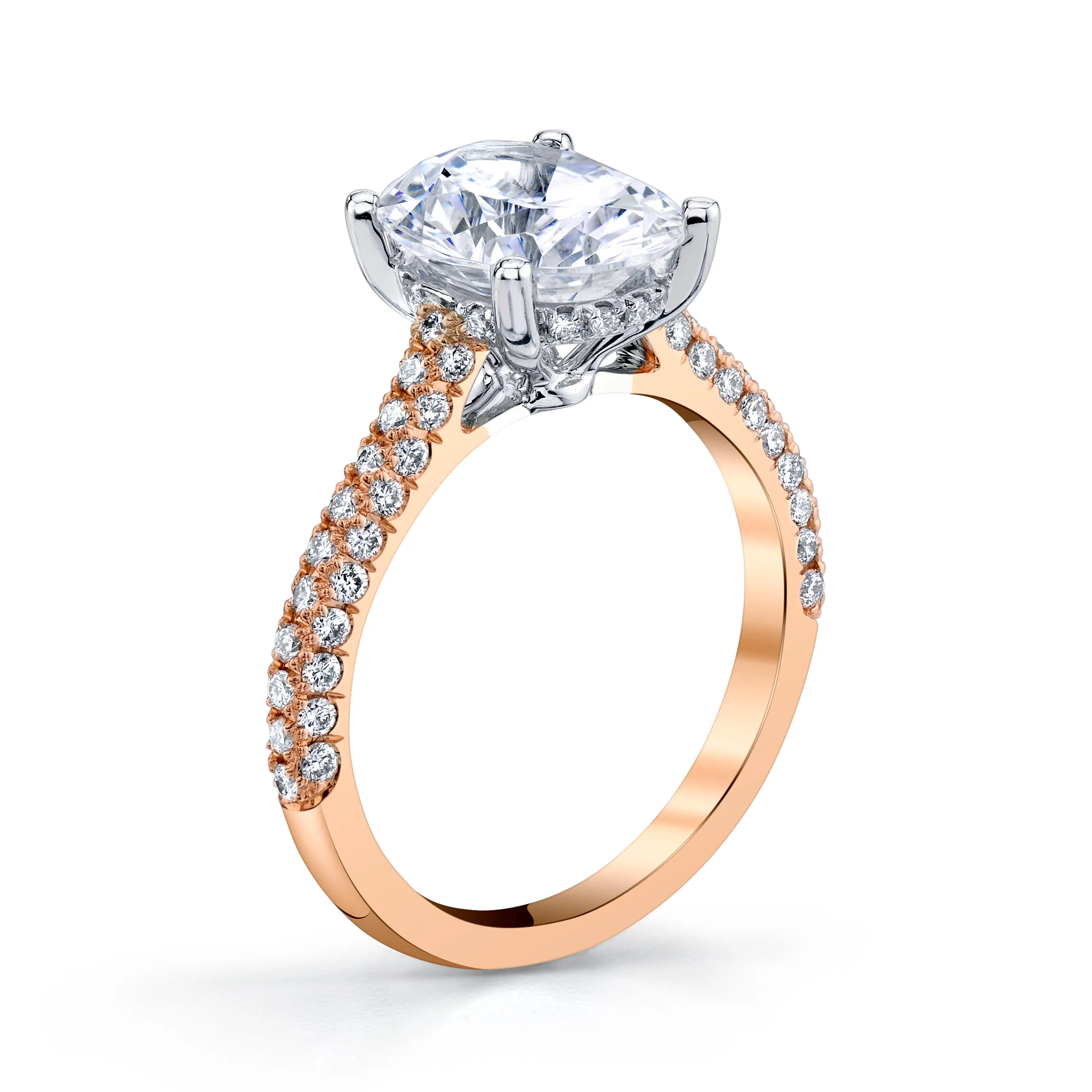 18K Rose Gold Pave Oval Engagement Ring