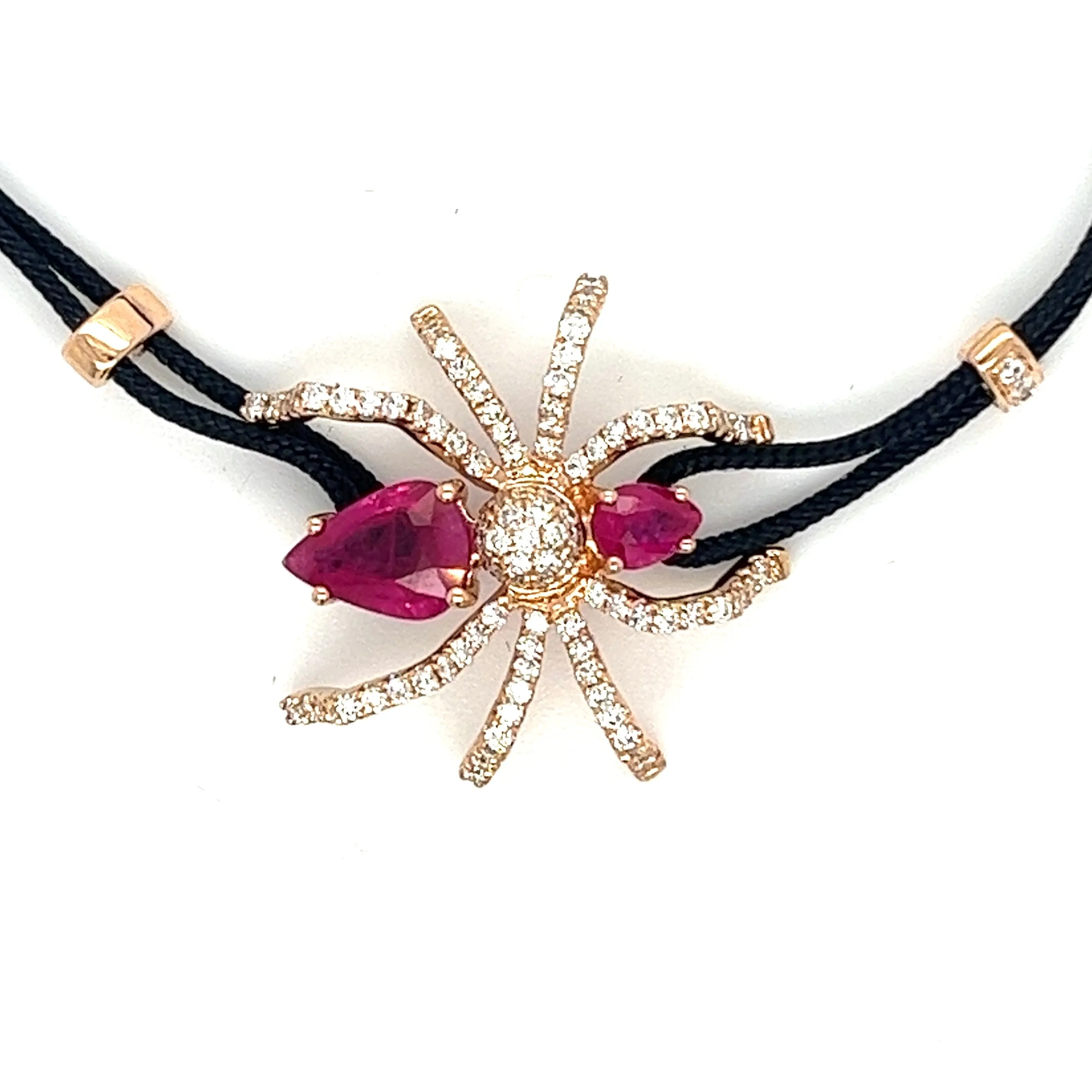 18K Rose Gold Spider Bracelet with Rubies and Diamonds