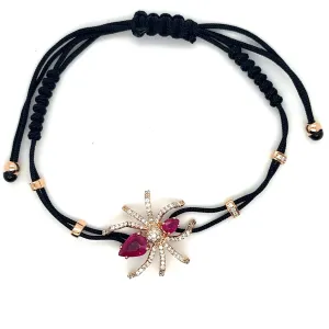 18K Rose Gold Spider Bracelet with Rubies and Diamonds