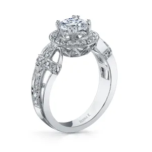 18K White Gold Halo Diamond Engagement Ring