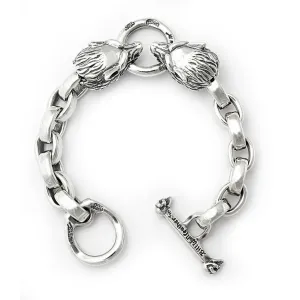 2 Wolves Bracelet with Ring and Chain Links