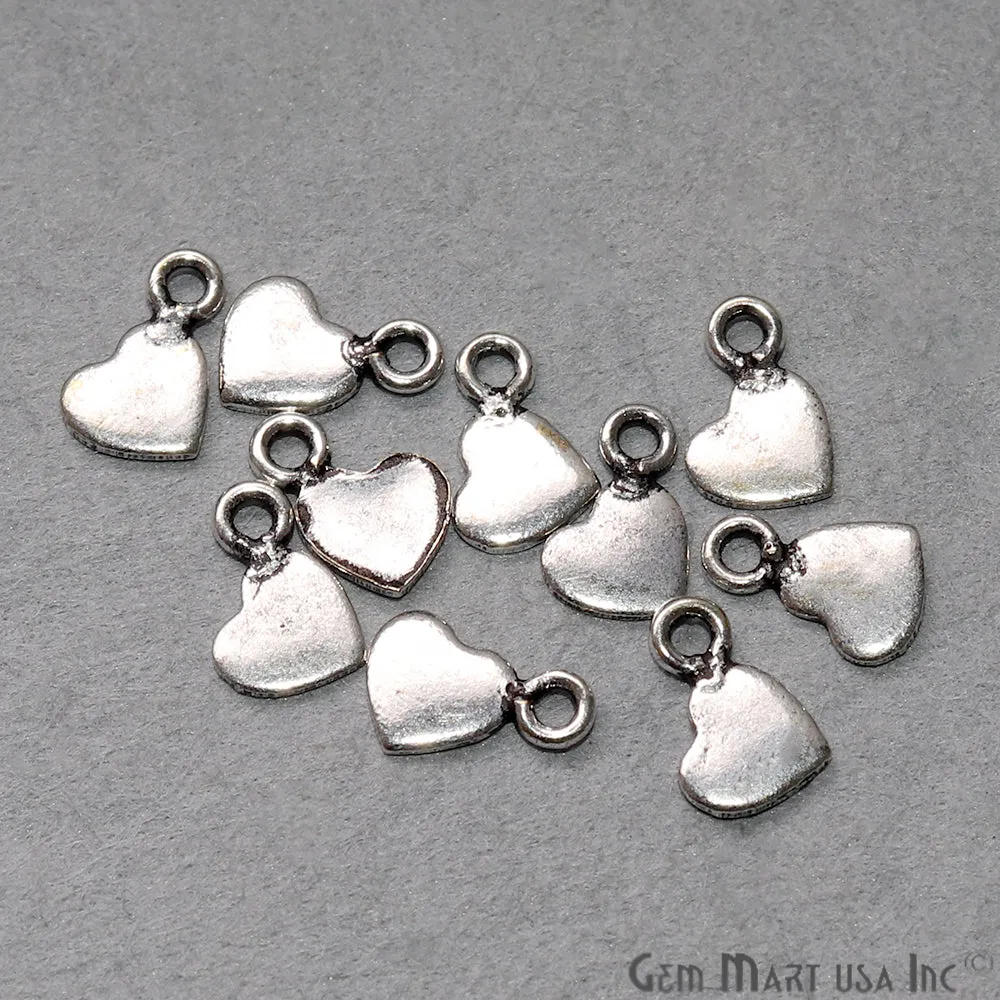 5pc Lot Heart Shape Oxidized 9x6mm Charm For Bracelets & Pendants