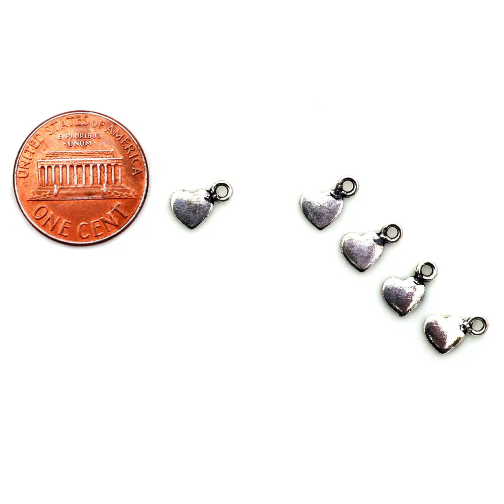 5pc Lot Heart Shape Oxidized 9x6mm Charm For Bracelets & Pendants