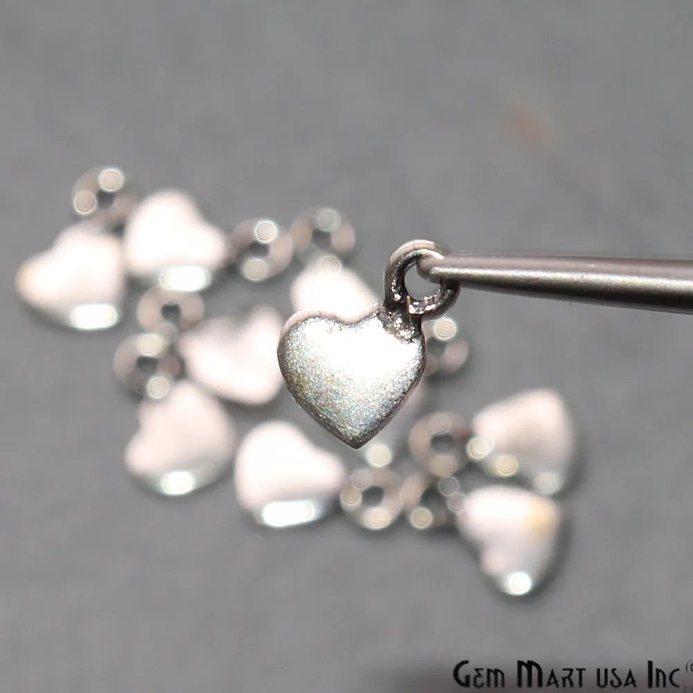 5pc Lot Heart Shape Oxidized 9x6mm Charm For Bracelets & Pendants