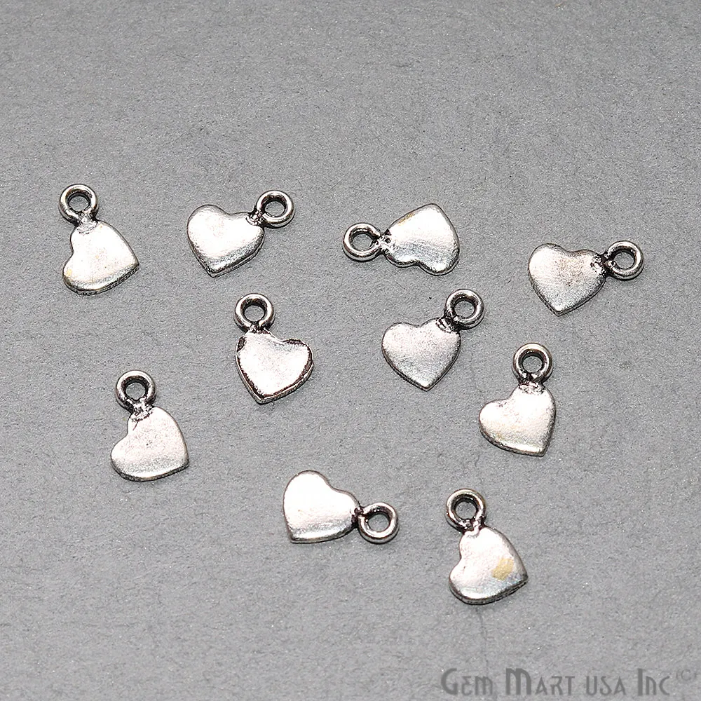 5pc Lot Heart Shape Oxidized 9x6mm Charm For Bracelets & Pendants