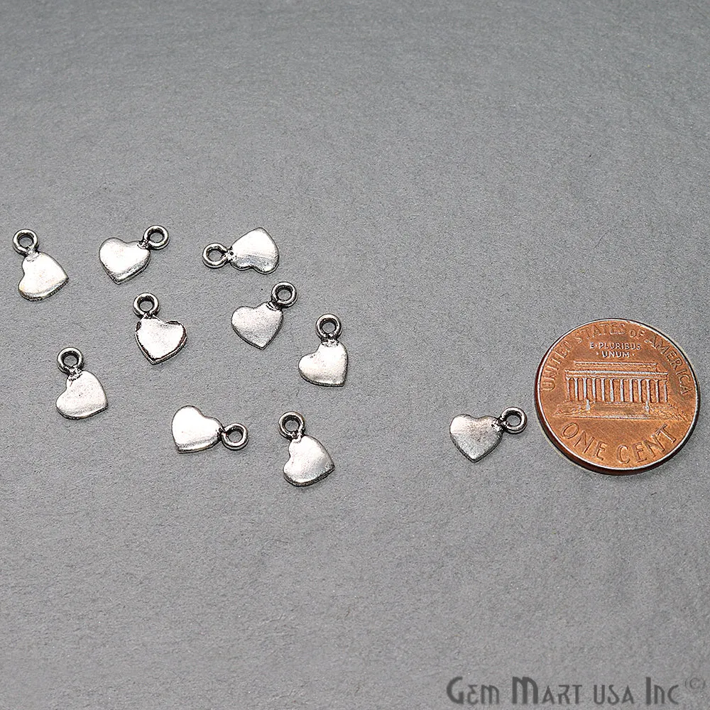 5pc Lot Heart Shape Oxidized 9x6mm Charm For Bracelets & Pendants