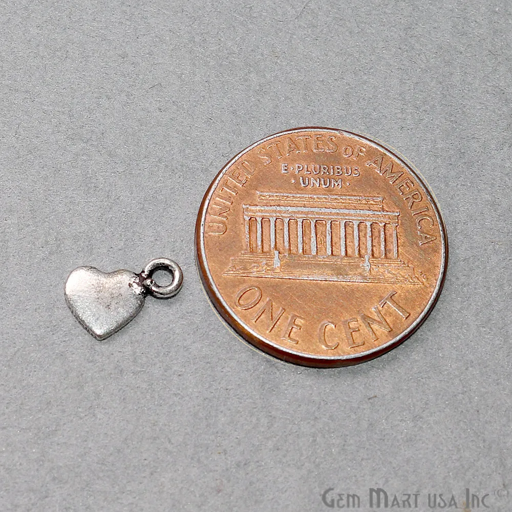 5pc Lot Heart Shape Oxidized 9x6mm Charm For Bracelets & Pendants