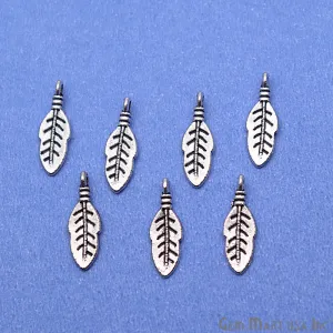 5pc Lot Leaf Shape Oxidized 16x5mm Charm For Bracelets & Pendants