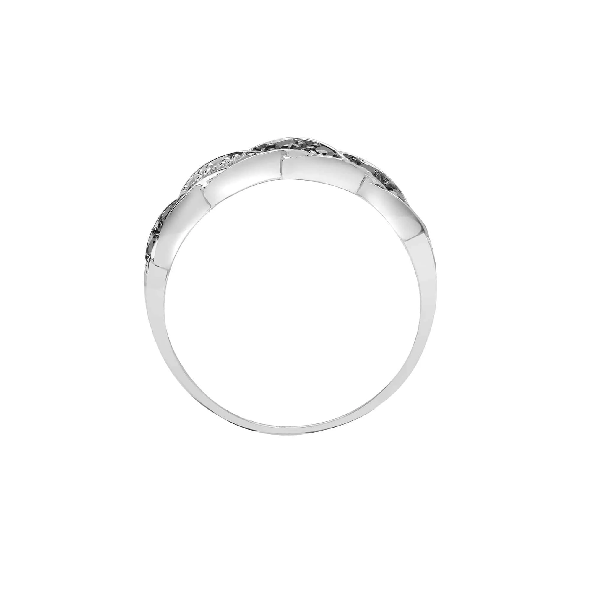 9ct White Gold Diamond And Black Diamond Ring