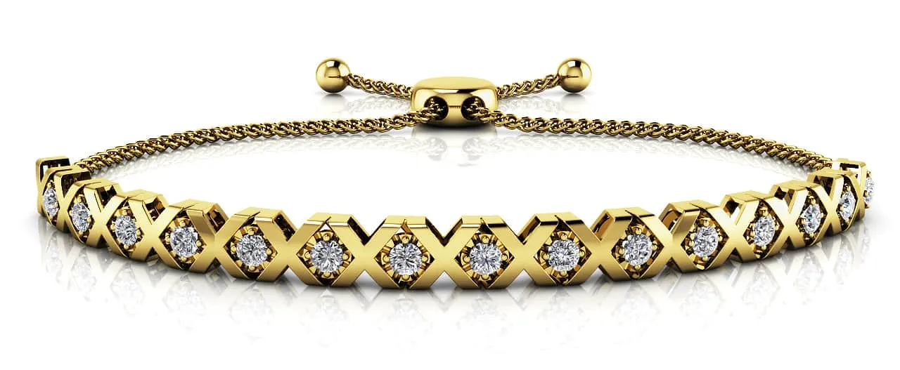 Adjustable Xoxo Diamond Bracelet with 0.39 ct.(finished) 2mm