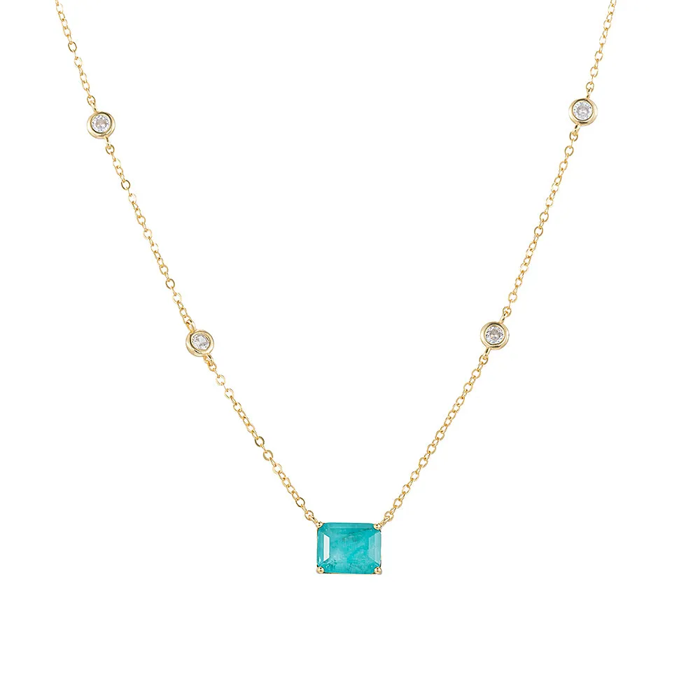 Aqua Topaz and CZ Necklace