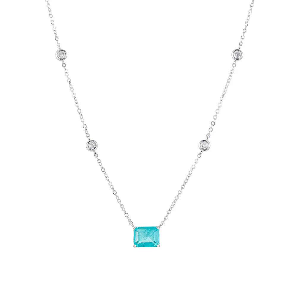 Aqua Topaz and CZ Necklace