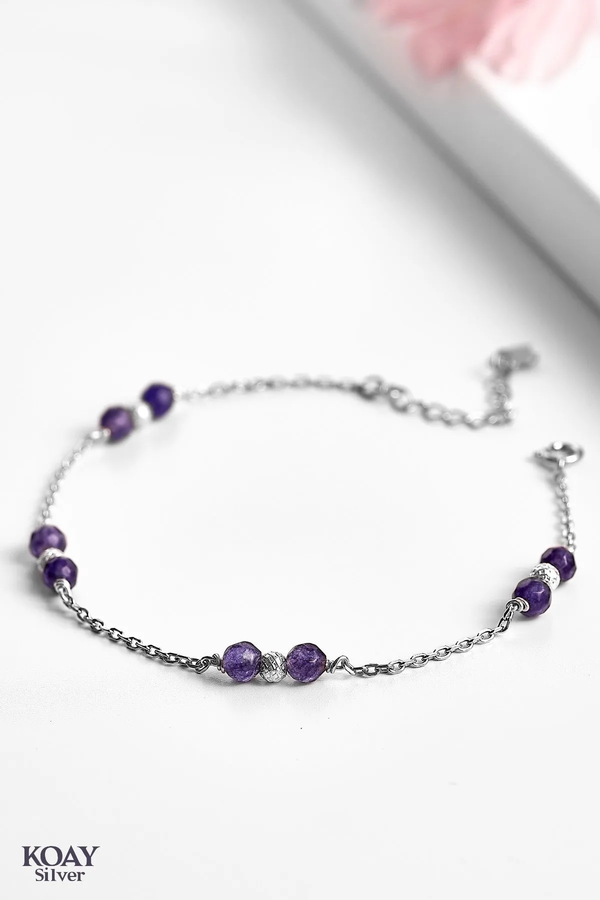 Balls and Purple stones bracelet