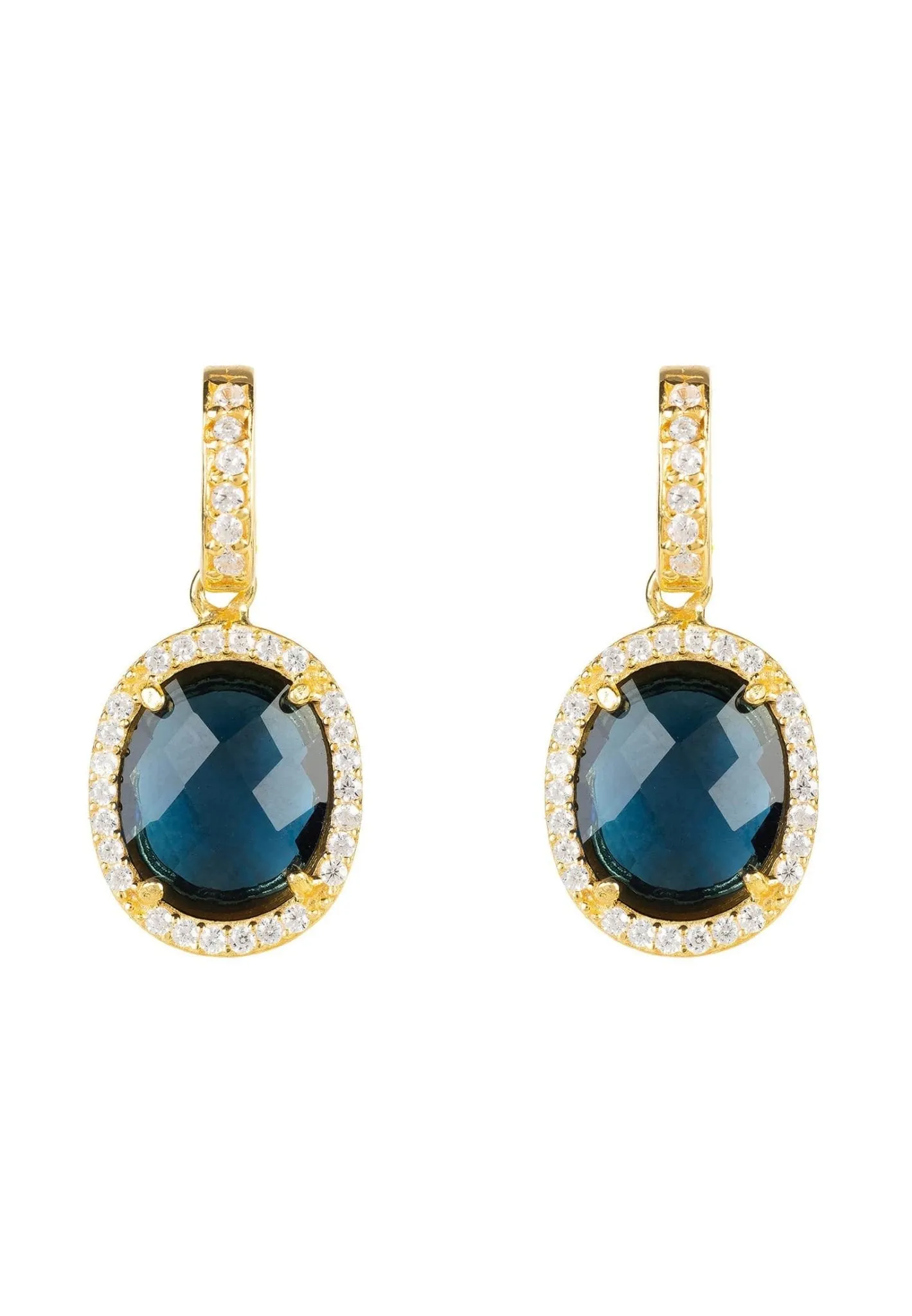 Beatrice Oval Gemstone Drop Earrings Gold Sapphire Hydro