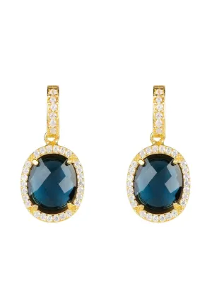 Beatrice Oval Gemstone Drop Earrings Gold Sapphire Hydro