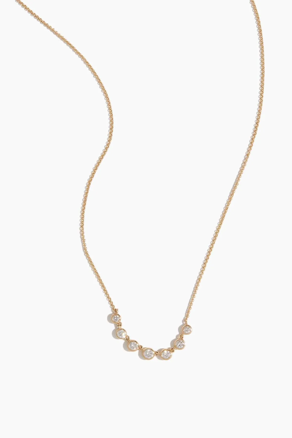 Bezel 7 Diamond Necklace in 14k Yellow Gold