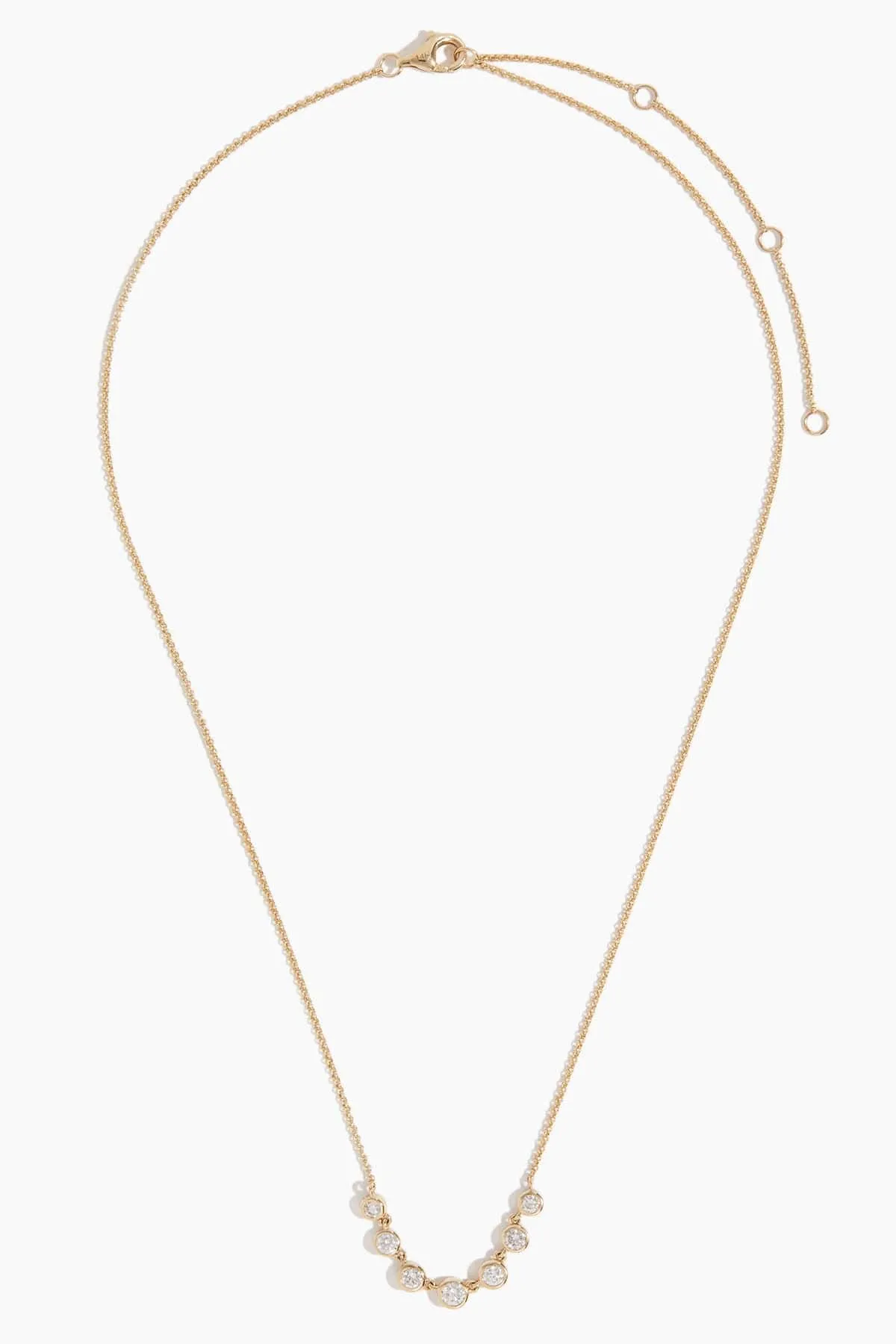 Bezel 7 Diamond Necklace in 14k Yellow Gold