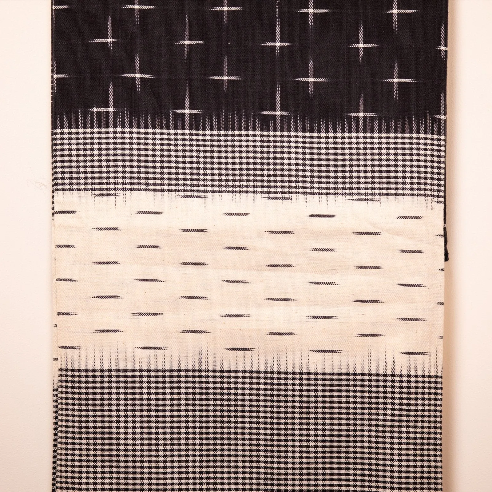 Black and White Handwoven Ikat Pattern Bedcover