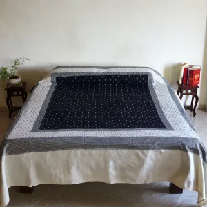 Black and White Handwoven Ikat Pattern Bedcover