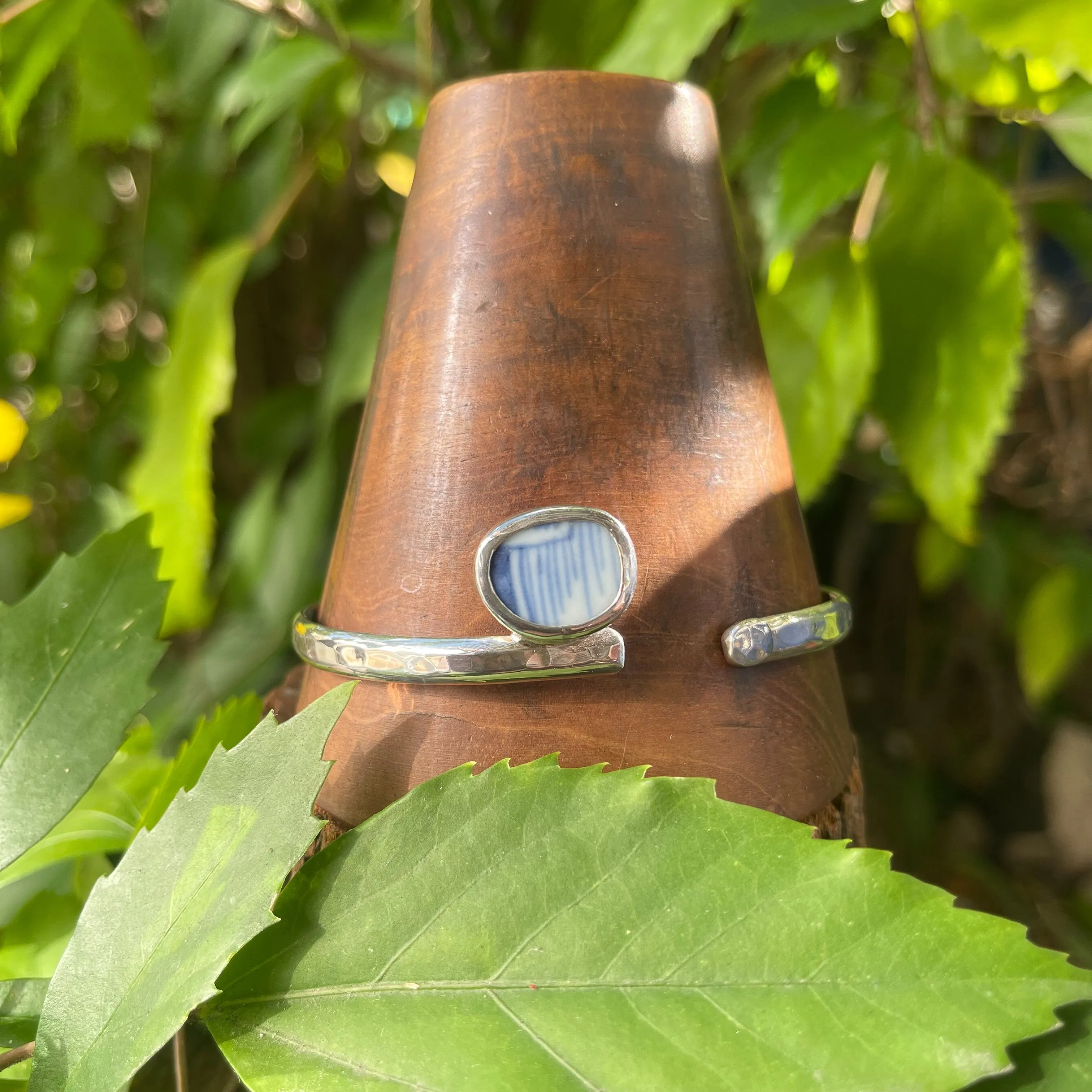 Blue Tassels Sterling Silver Cuff Large