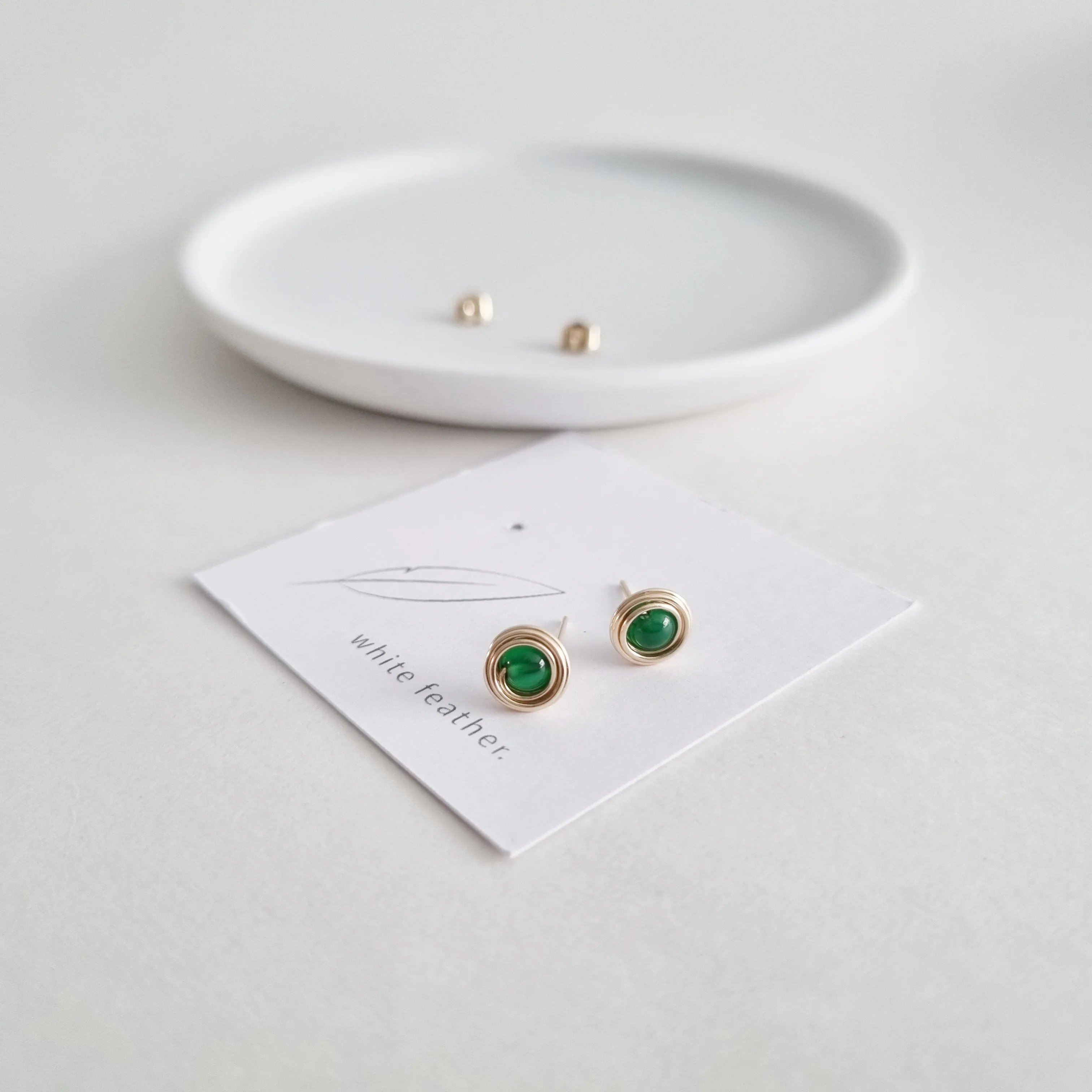 Branka Earstuds / Green Agate