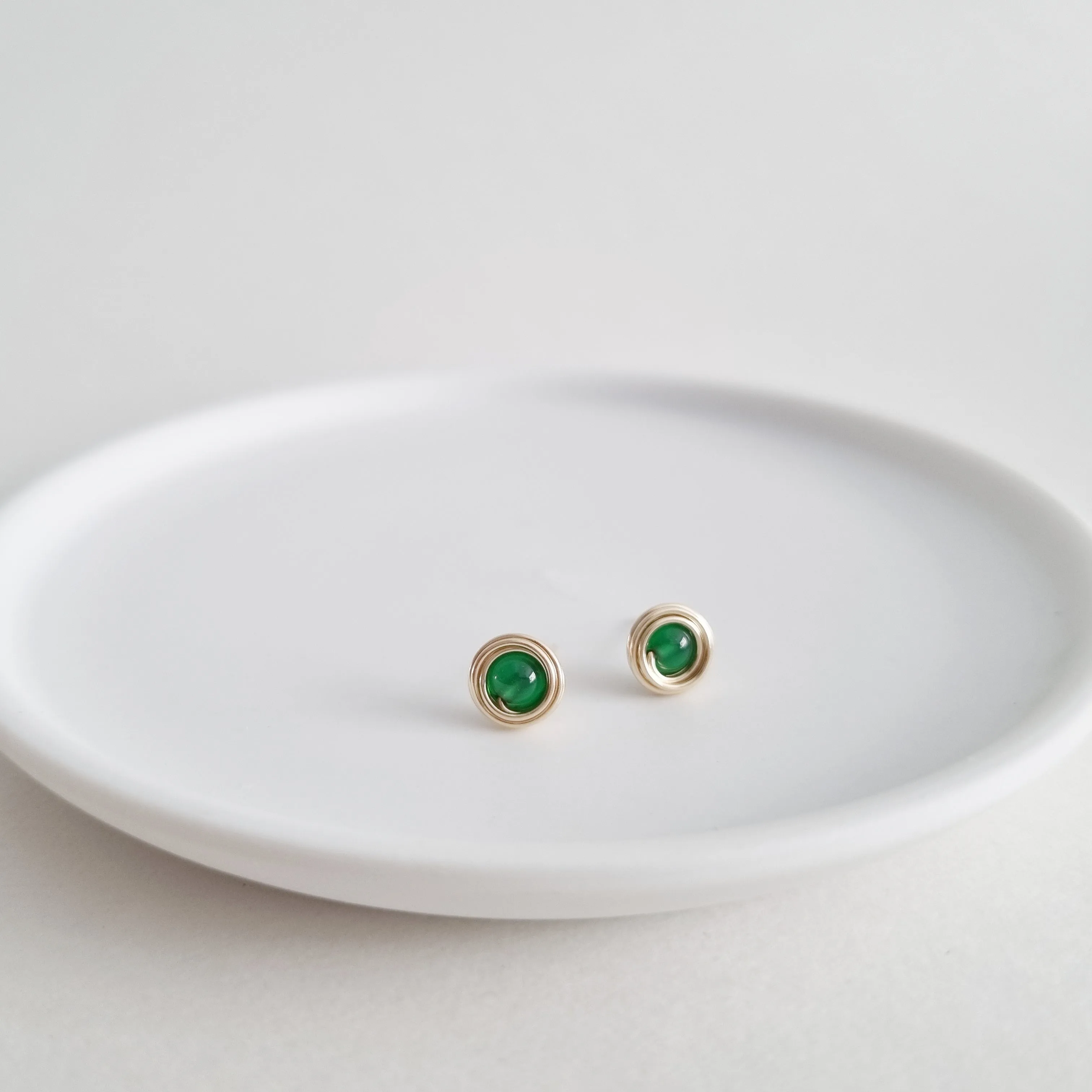 Branka Earstuds / Green Agate