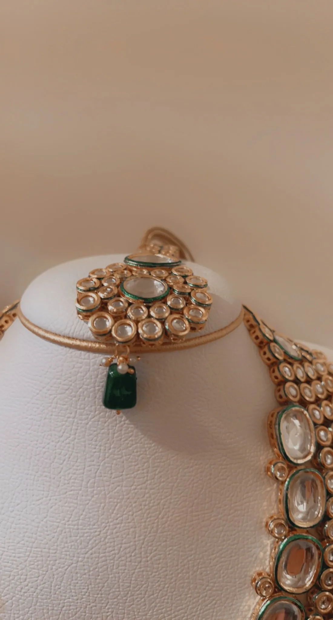 Bridal Green Pearl Gold Plated Necklace Set - Rent