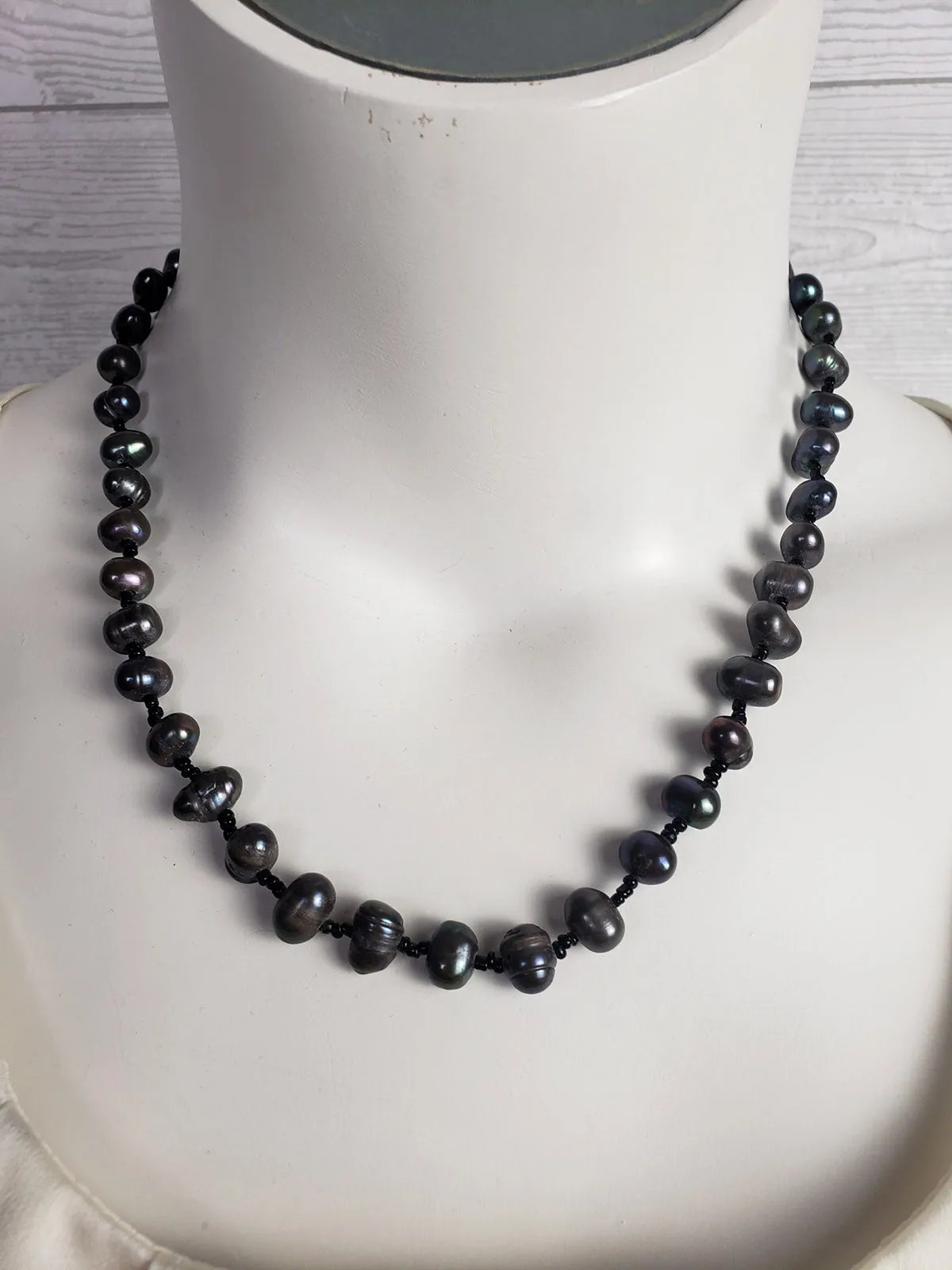 Charcoal & Black Pearl Necklace