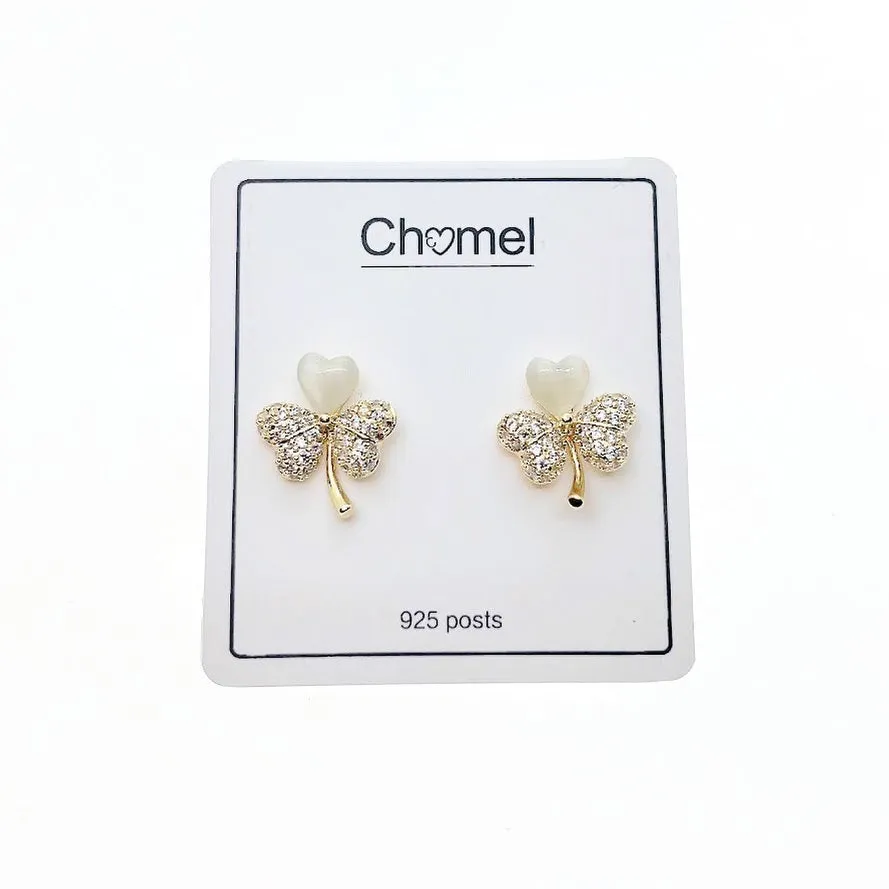 Clover Hearts Simulated Moonstone Earrings