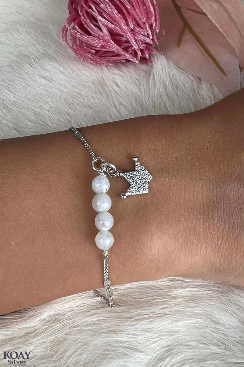 Crown Moonstone Bracelet