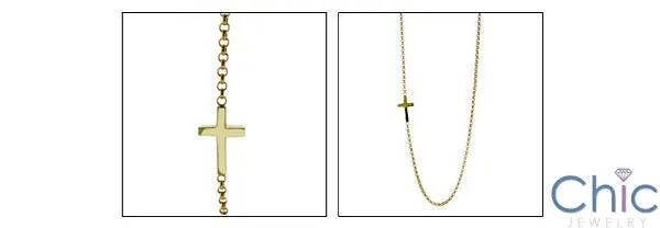 Cubic Zirconia Cz Gold Cross Chain Initial Pendant