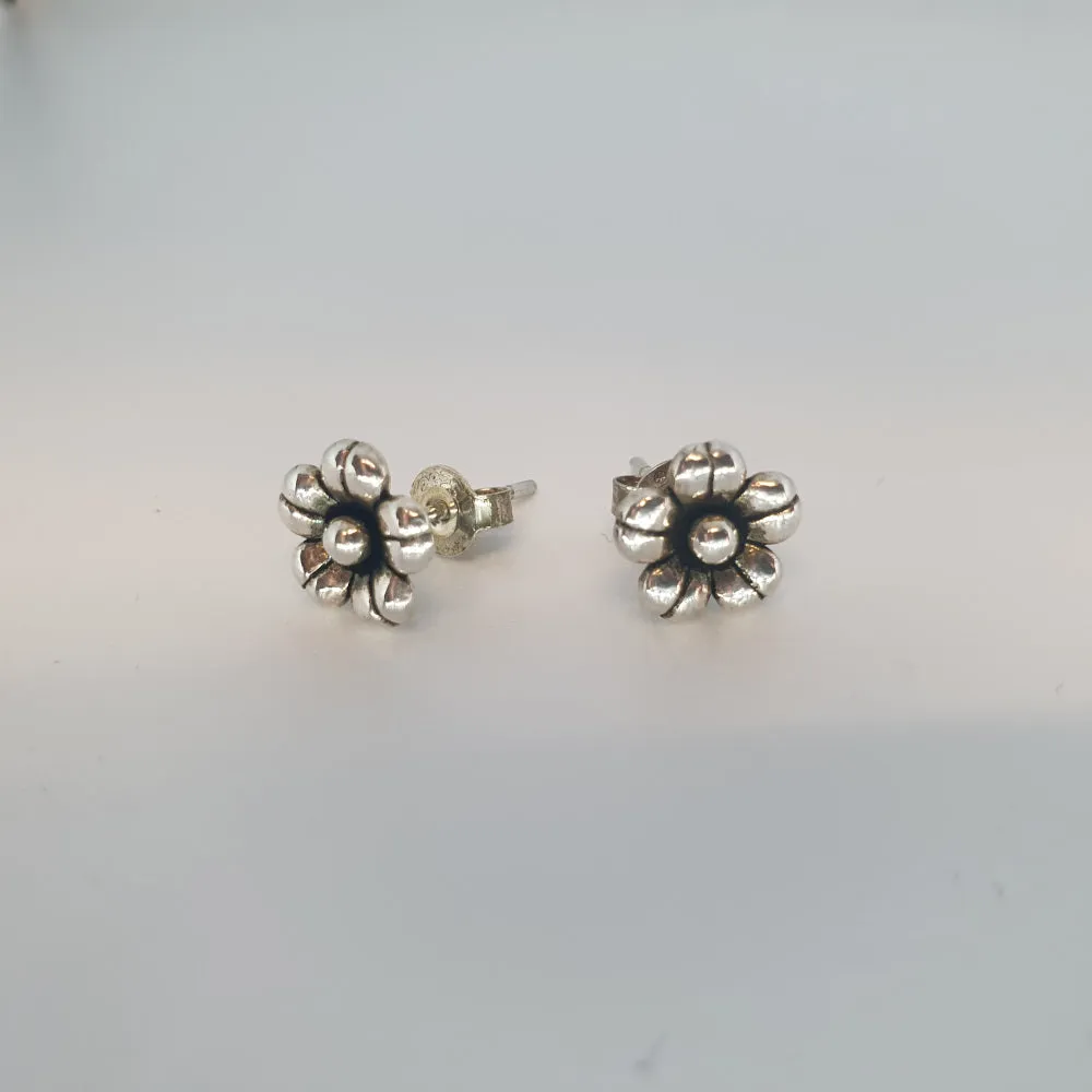 Designer Sterling Silver Flower Stud Earrings