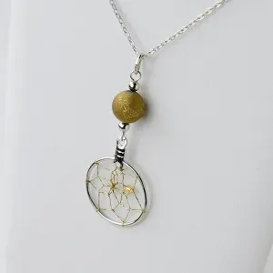 Dream Catcher Necklace with Gold Druzy Bead