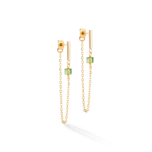 Earrings Mini Cubes & Chain gold-green