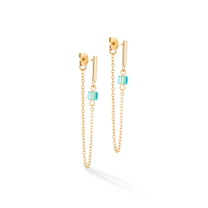 Earrings Mini Cubes & Chain gold-multicolour