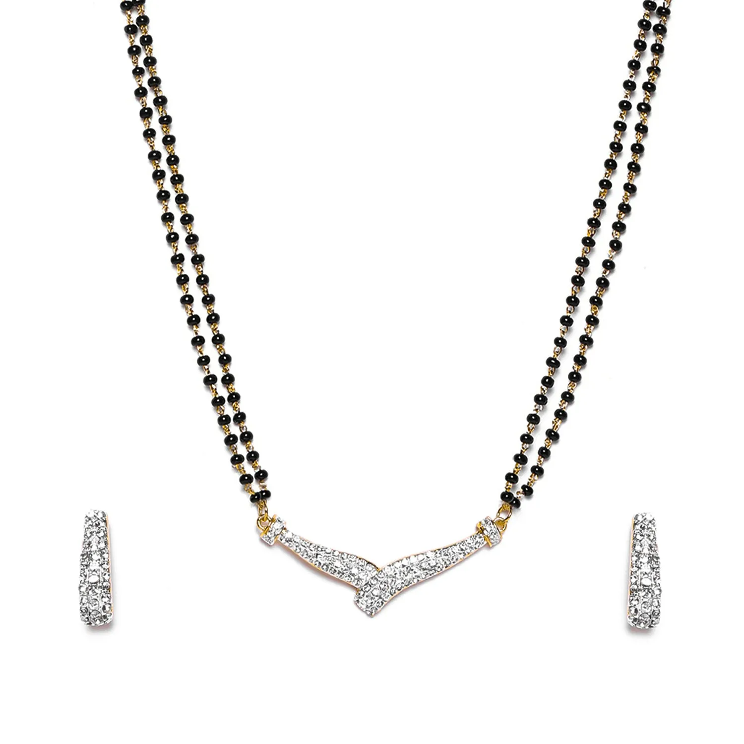 Estele Gold & Rhodium Plated Gorgeous Mangalsutra Necklace Set with Austrian Crystals for Women