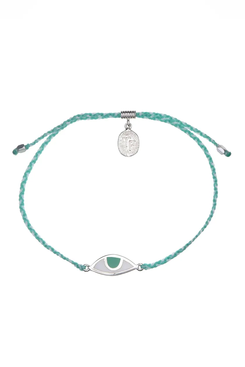 Eye Protection Bracelet | Aqua & Cream - Silver