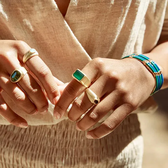 FAIRLEY Cocktail Ring GREEN AGATE