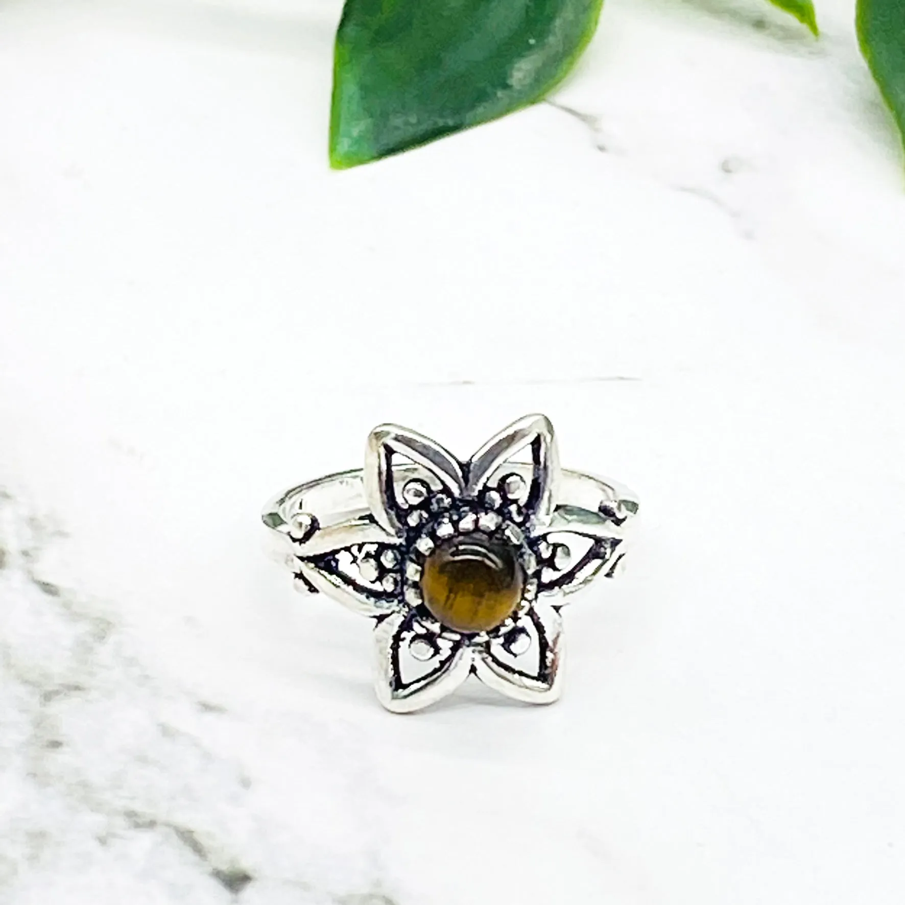 Flower Design Sterling Silver Ring, Crystal Silver Ring, Handmade Ring, Gift for Her, Gift for Mom, Statement Ring